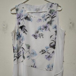 Calvin Klein Suit Separates - White Floral Layered Tank - Large